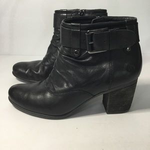 Joseph Seibel Women’s Black Leather Buckle Strap Ankle Moto Boots Sz 8 US EU 39